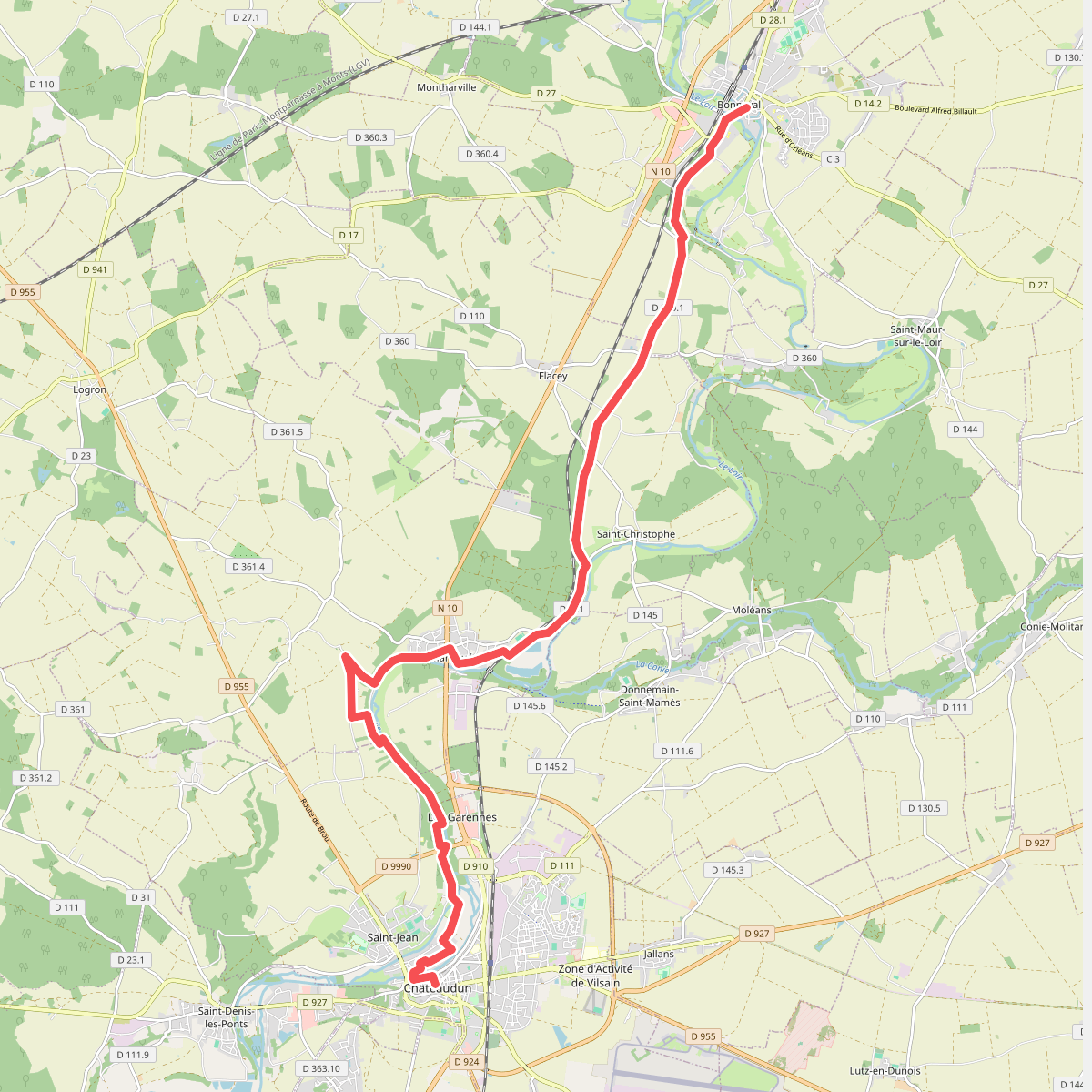 Voie de Tours · Massy – Vouvray · Bonneval – Châteaudun