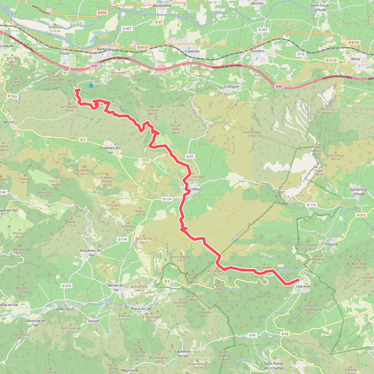 De la Manche aux Pyrénées 23, variante Montlaur