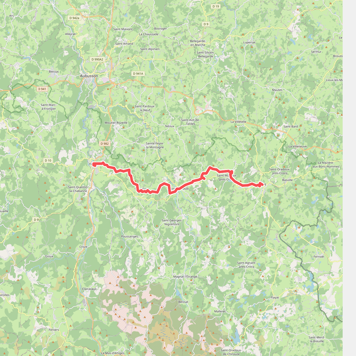Chemin de Montaigne de Crocq à Felletin