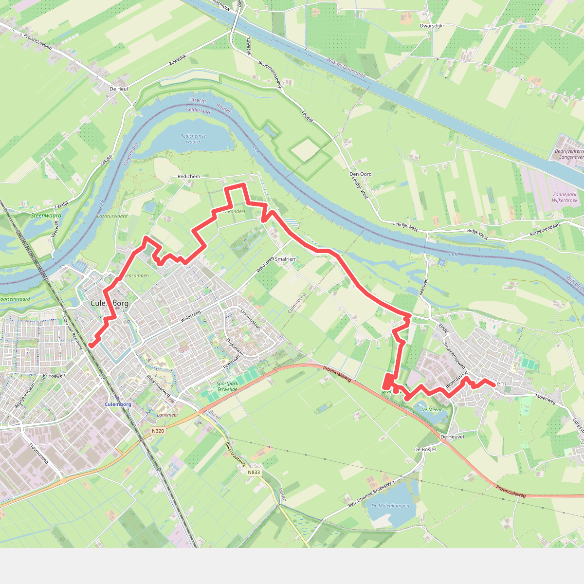 Station Culemborg - Beusichem (bushalte Kerk) · Betuwepad etappe 6