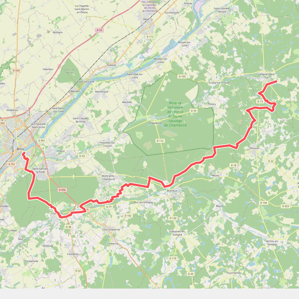 Traversée de la Sologne, de La Ferté St-Cyr à Blois
