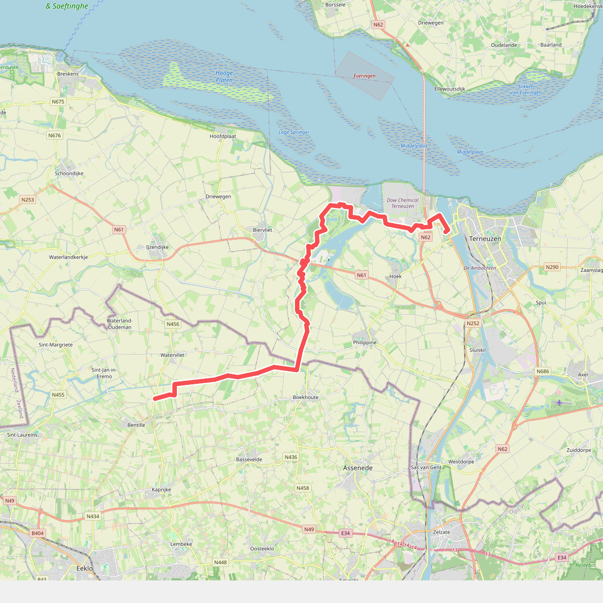 N456 - Westerscheldetunnel (Zeeuws Vlaanderen) · Grenslandpad etappe 3