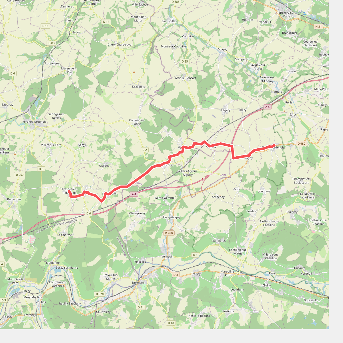 Chemin de Trèves, Ville-en-Tardenois - Fresnes-en-Tardenois