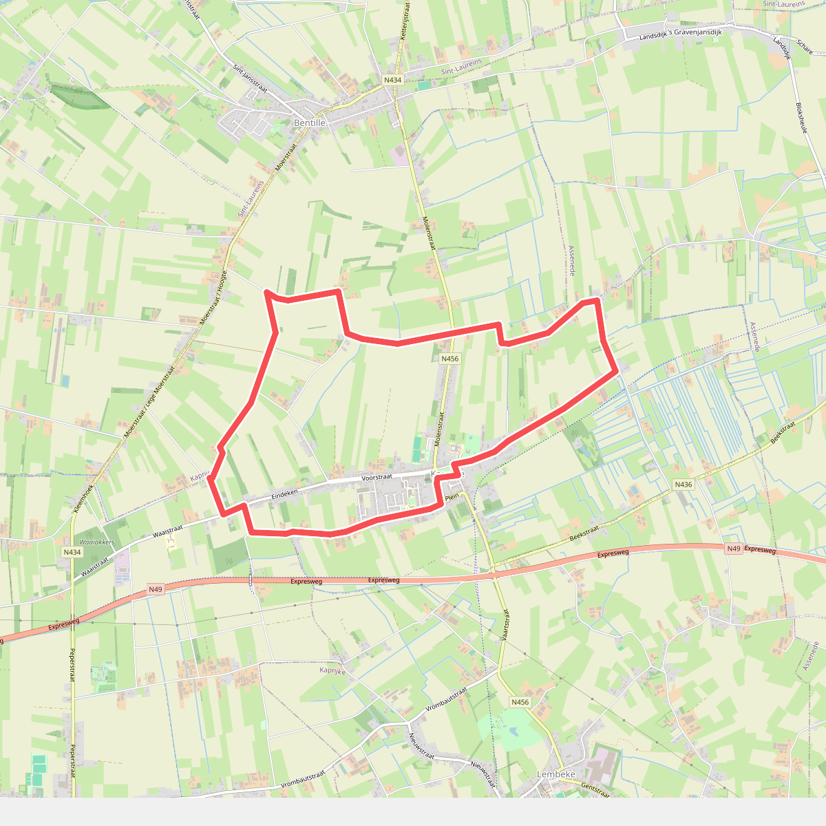Rond het plein van Kaprijke wandelroute