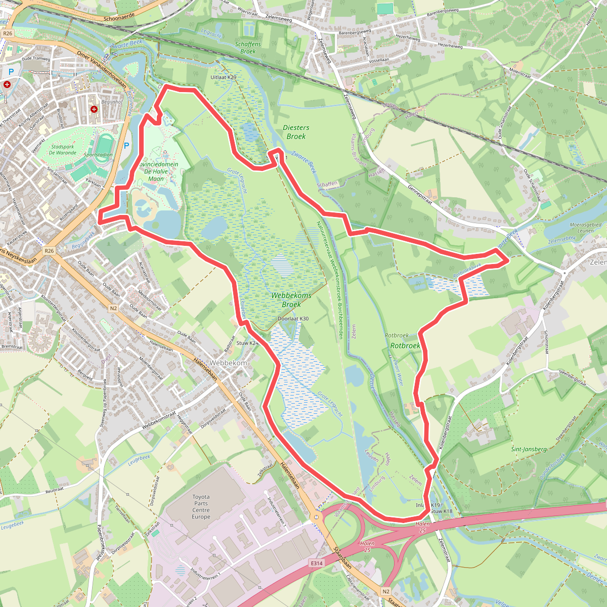 Webbekoms Broekwandeling Rood