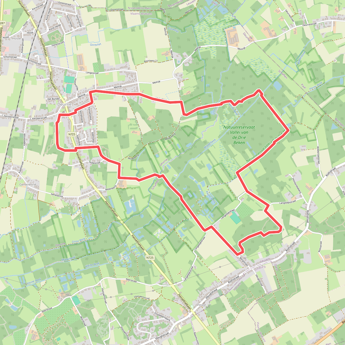 Vallei van de Drie Bekenwandeling (rood)