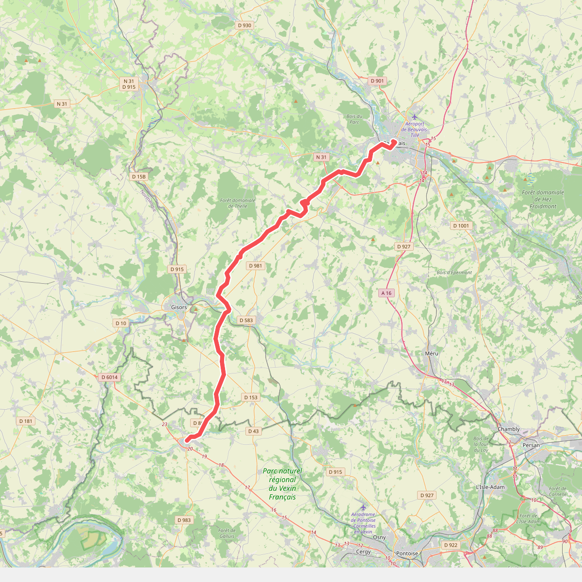 Chemin d'Amiens à Mantes · Beauvais – Magny-en-Vexin