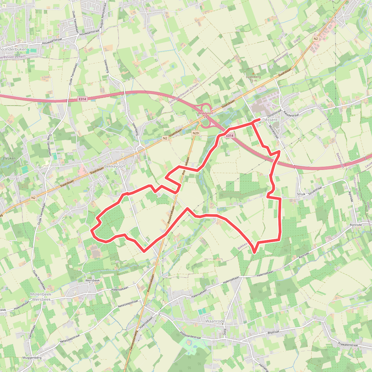 Hermansheuvelwandeling - rode route