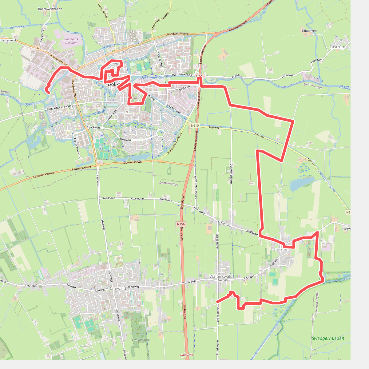 Dokkum, Jaachpad - Wouterswoude · Elfstedenpad etappe 13