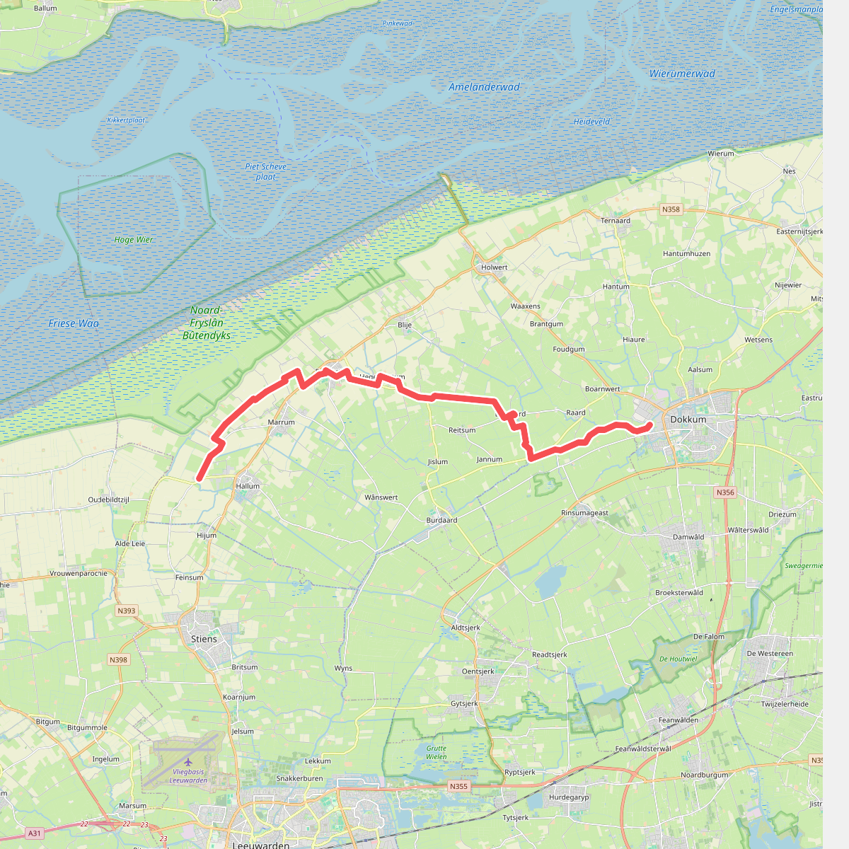Hallumerhoek - Dokkum, Jaachpaad · Elfstedenpad etappe 12
