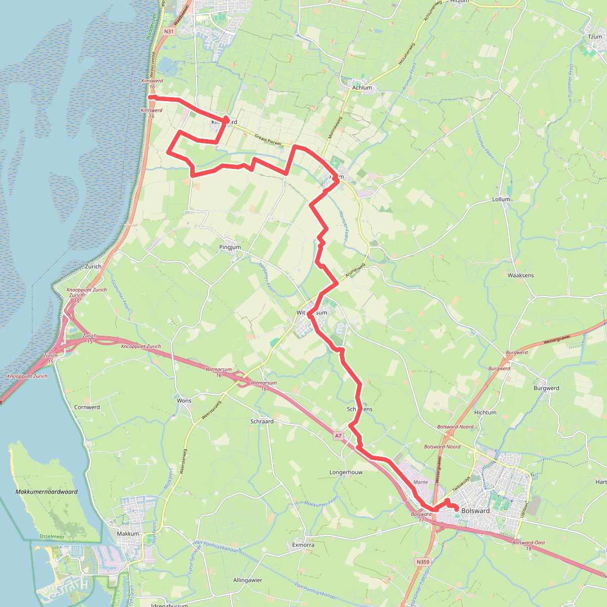 Bolsward - Waddenzeedijk · Elfstedenpad etappe 8