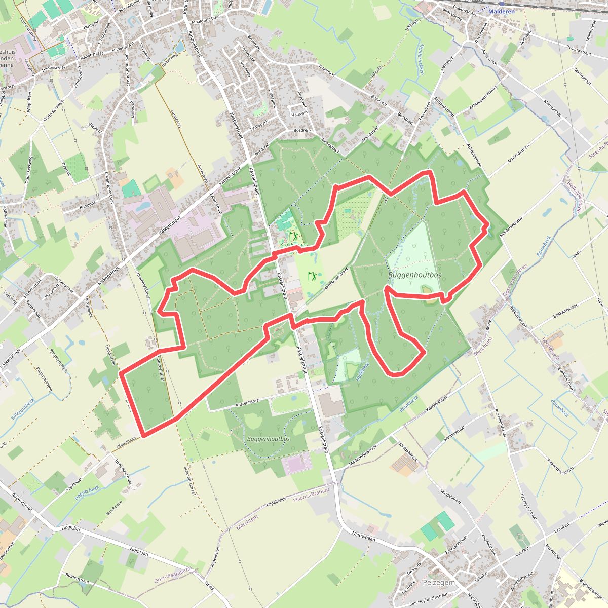 Buggenhoutbos Wandelroute