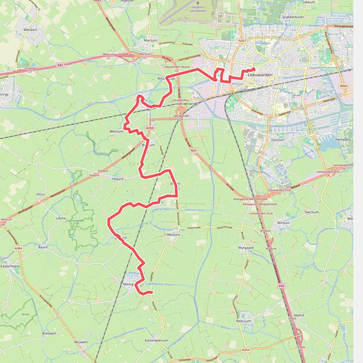 Leeuwarden, Vrouwnpoortsbrug - Mantgum · Elfstedenpad etappe 1