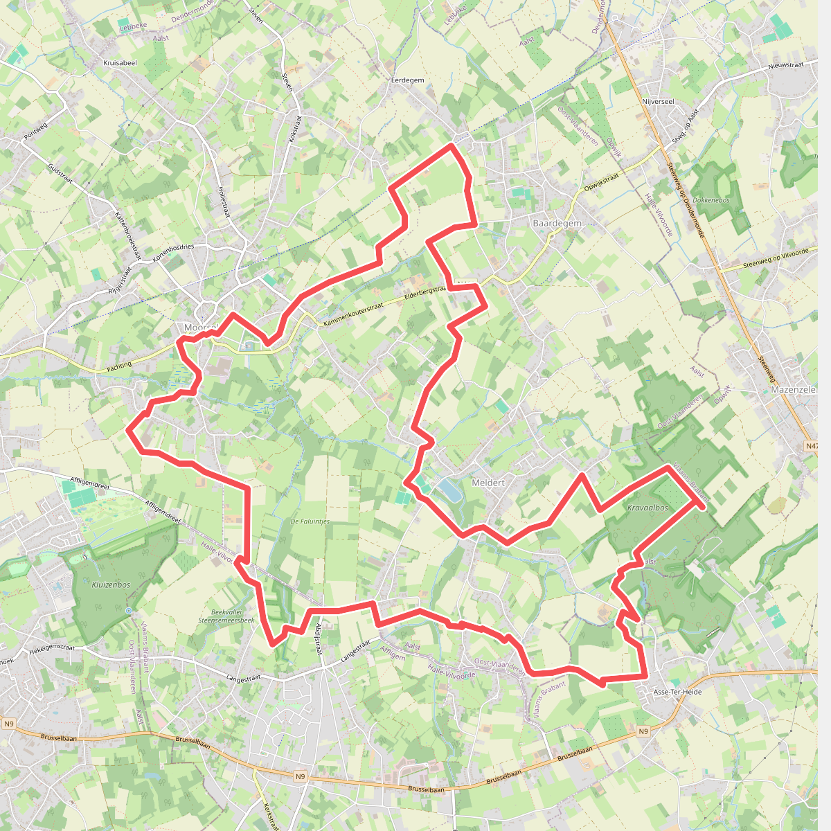 Van de Faluintjes naar het Kravaalbos wandelroute