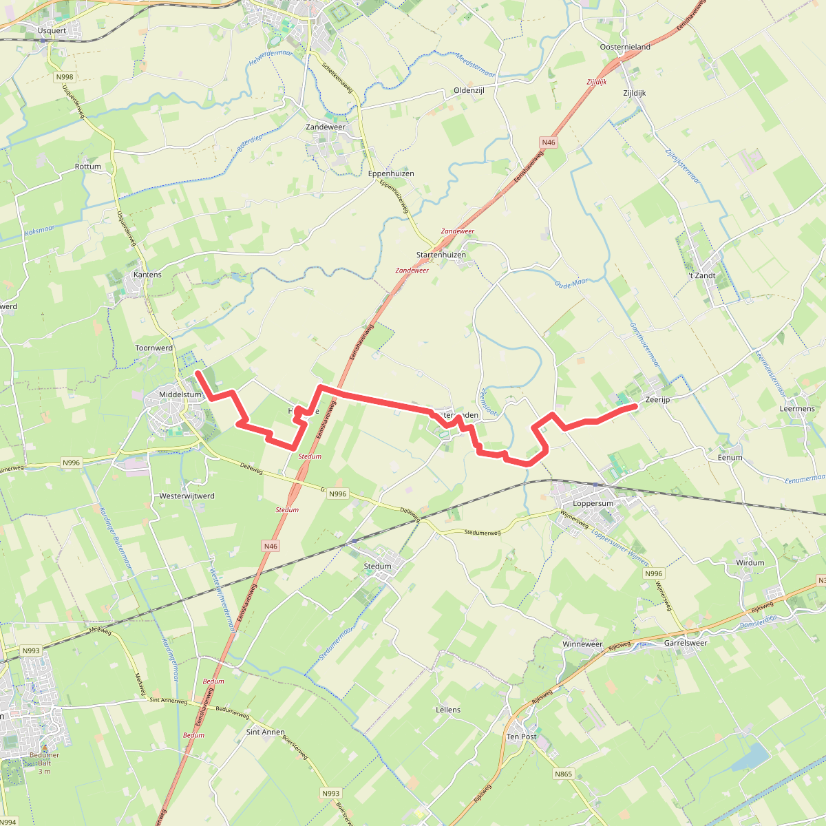 Middelstum - Zeerijp · Groninger Borgenpad etappe 11