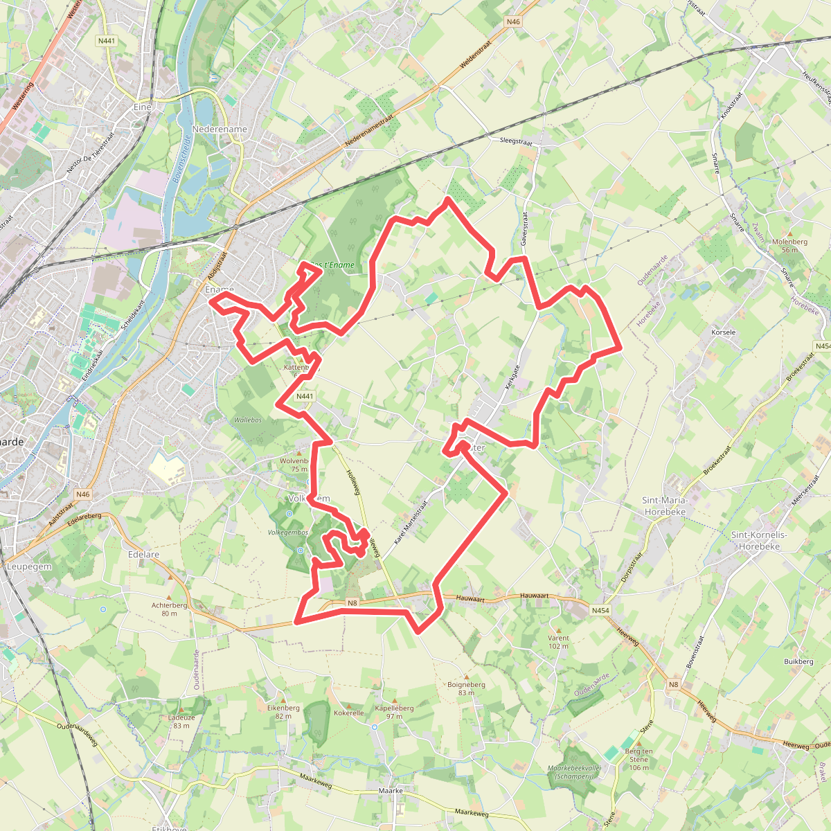 Van Bos t Ename tot het Volkegembos wandelroute
