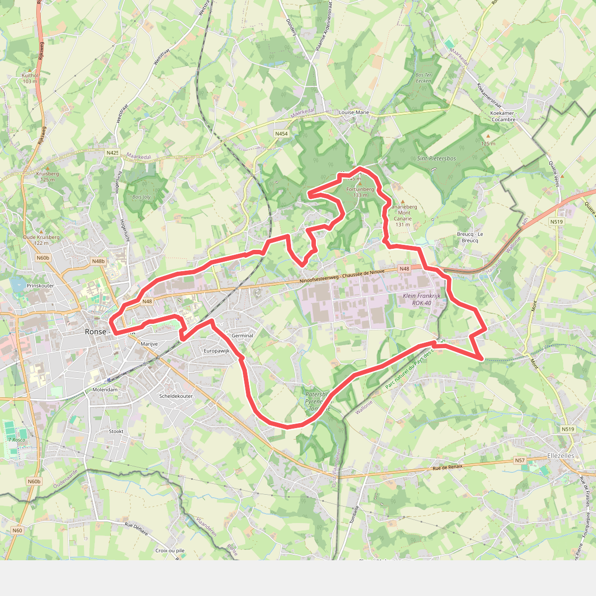 Van Ronse naar het muziekbos wandelroute
