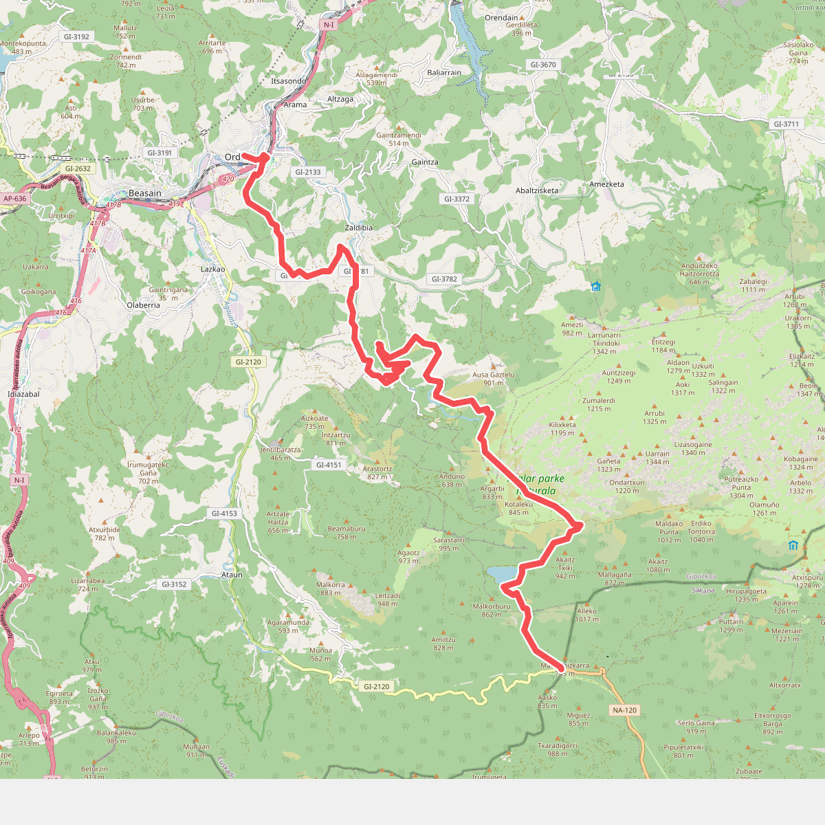 E1 Gaztaren Ibilbidea: Lizarrusti - Ordizia