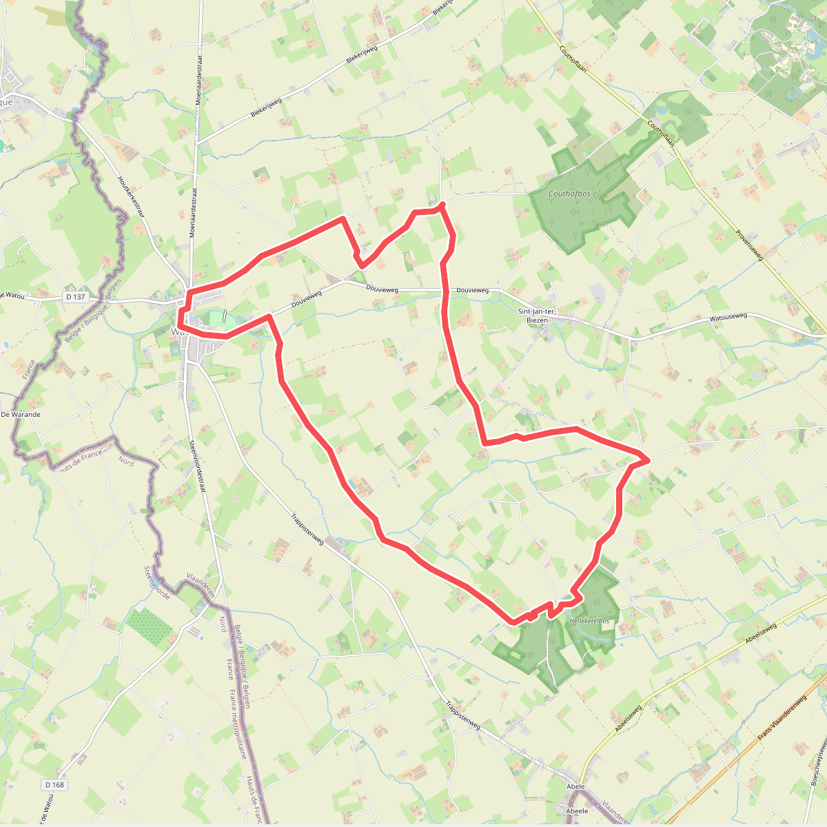 Wandelen in het Helleketelbos en Watou