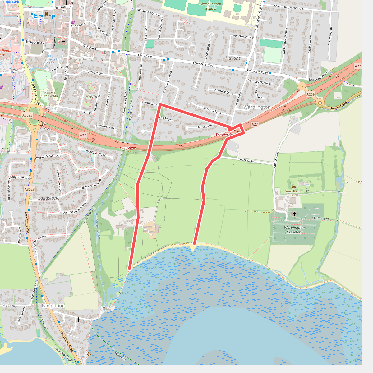 King Charles III England Coast Path: South Hayling to East Head: Alt Route via Warblington