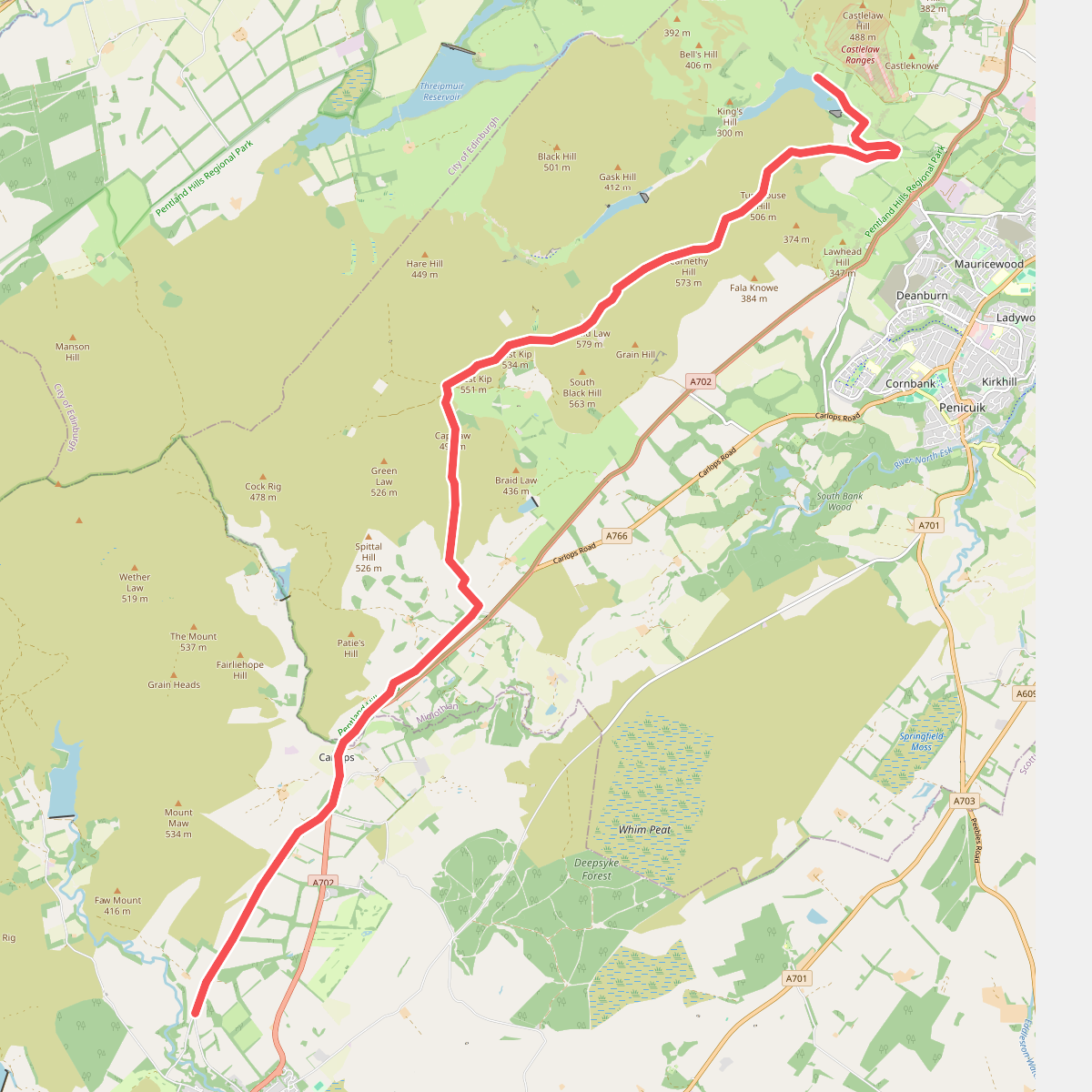 Pentland Way (Cross Borders Drove Road to Glencorse Reservoir)