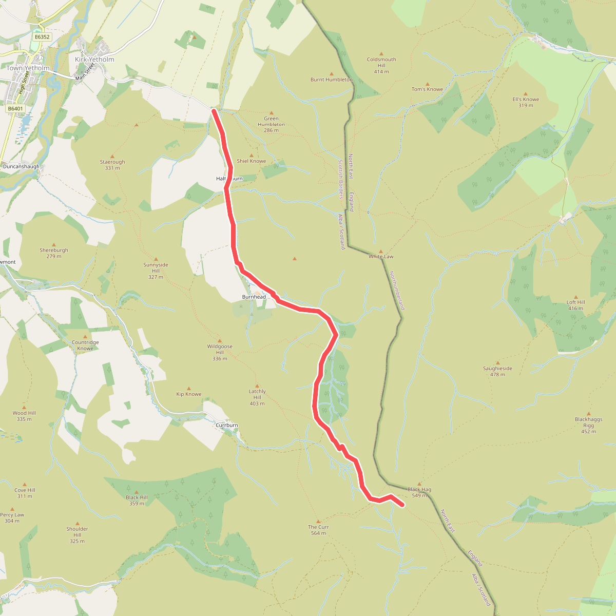 Pennine Way (Tan Hill to Kirk Yetholm) - deviation