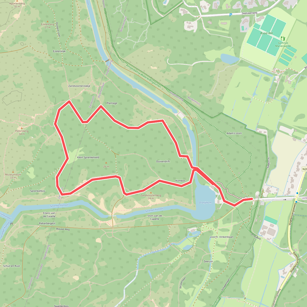 Gele paaltjesroute Oranjekom