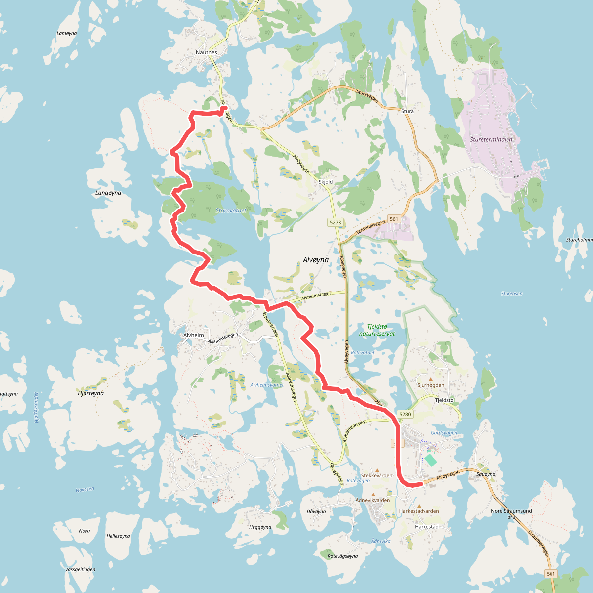 Nordsjøløypa Tjeldstø-Alvheim-Hovden