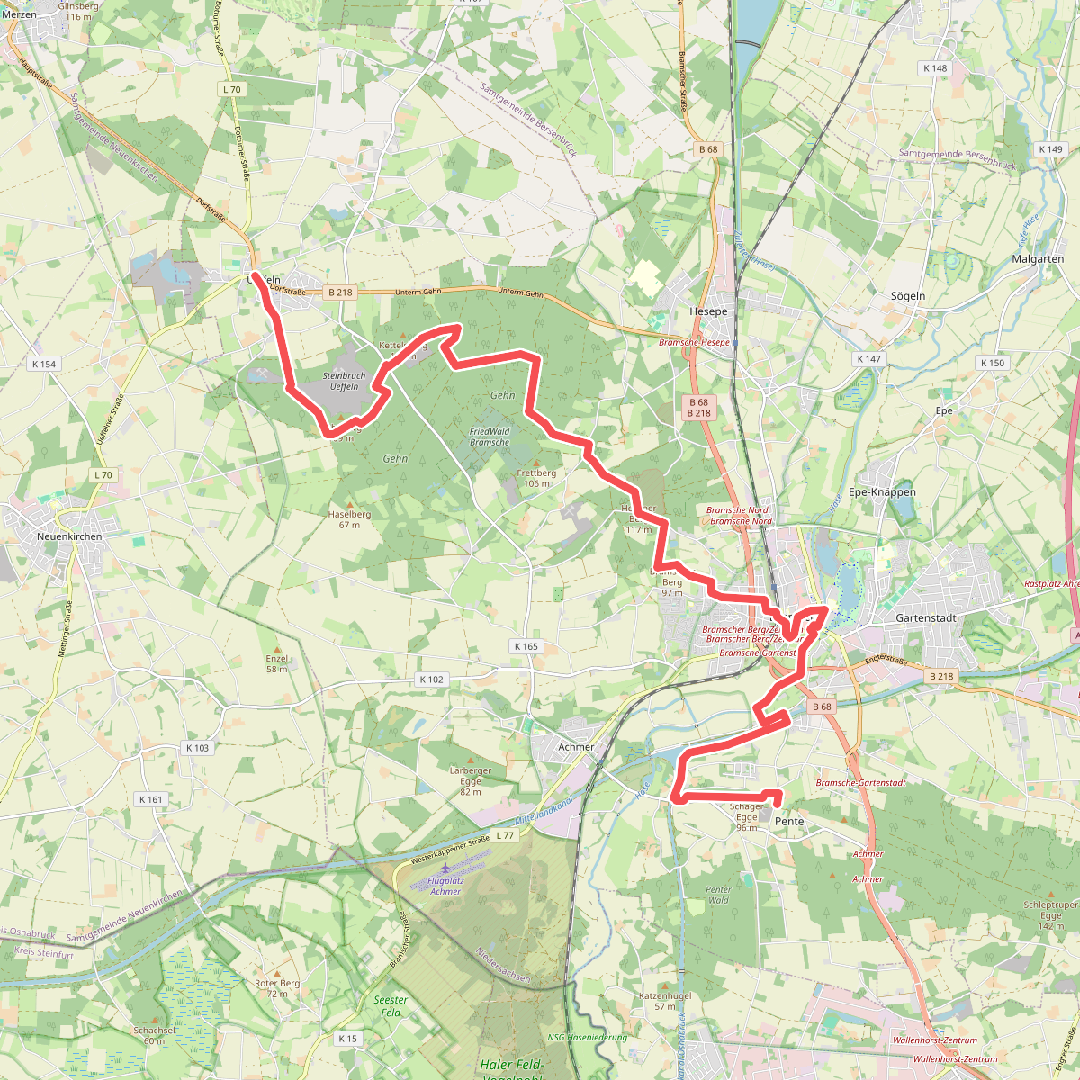 Bramsche - Ueffeln · Hondsrugpad/Hunenweg etappe 3