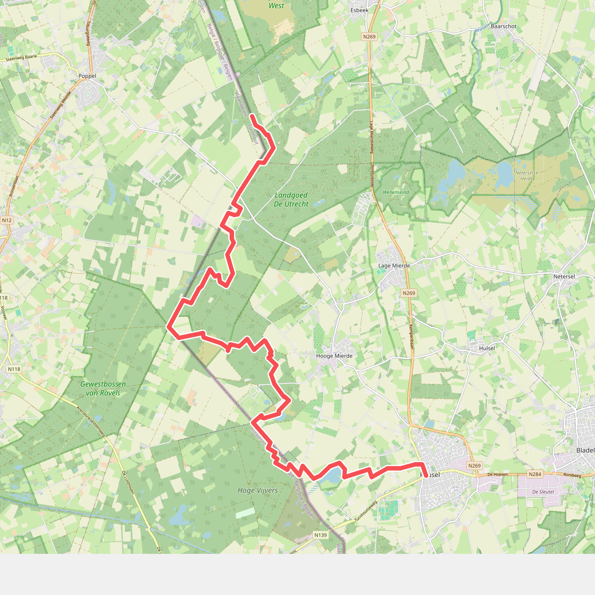 Roovertse Baan (bus Esbeek 3 km) - Reusel · Grenslandpad etappe 13