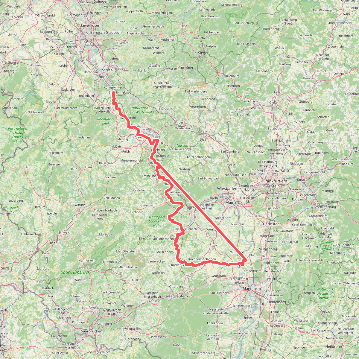 Europäischer Fernwanderweg E8, Rheinland-Pfalz