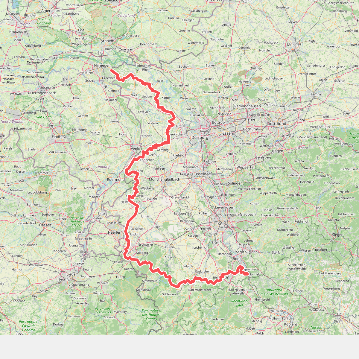 Europäischer Fernwanderweg E8, Nordrhein-Westfalen