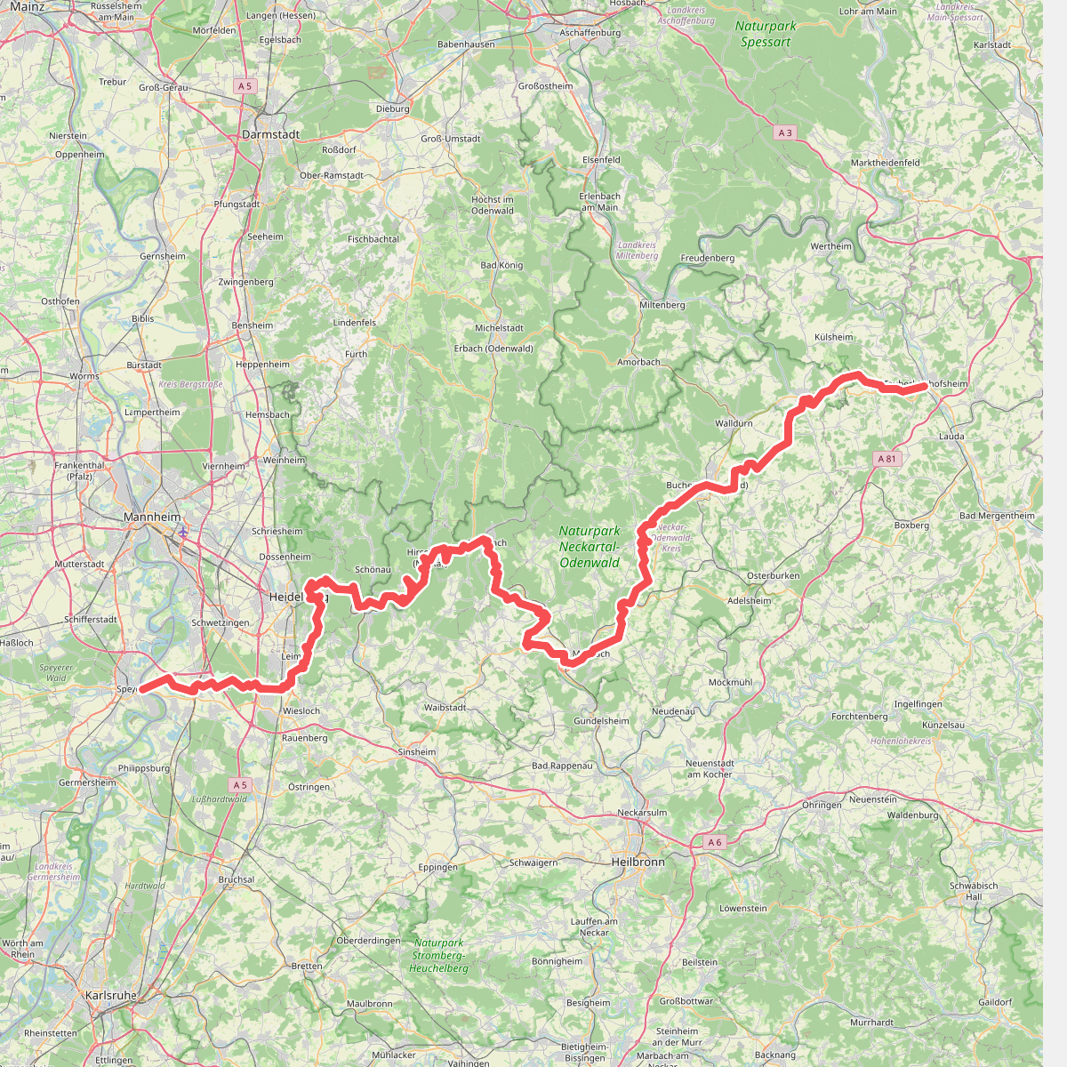 Europäischer Fernwanderweg E8, Südvariante Baden-Württemberg