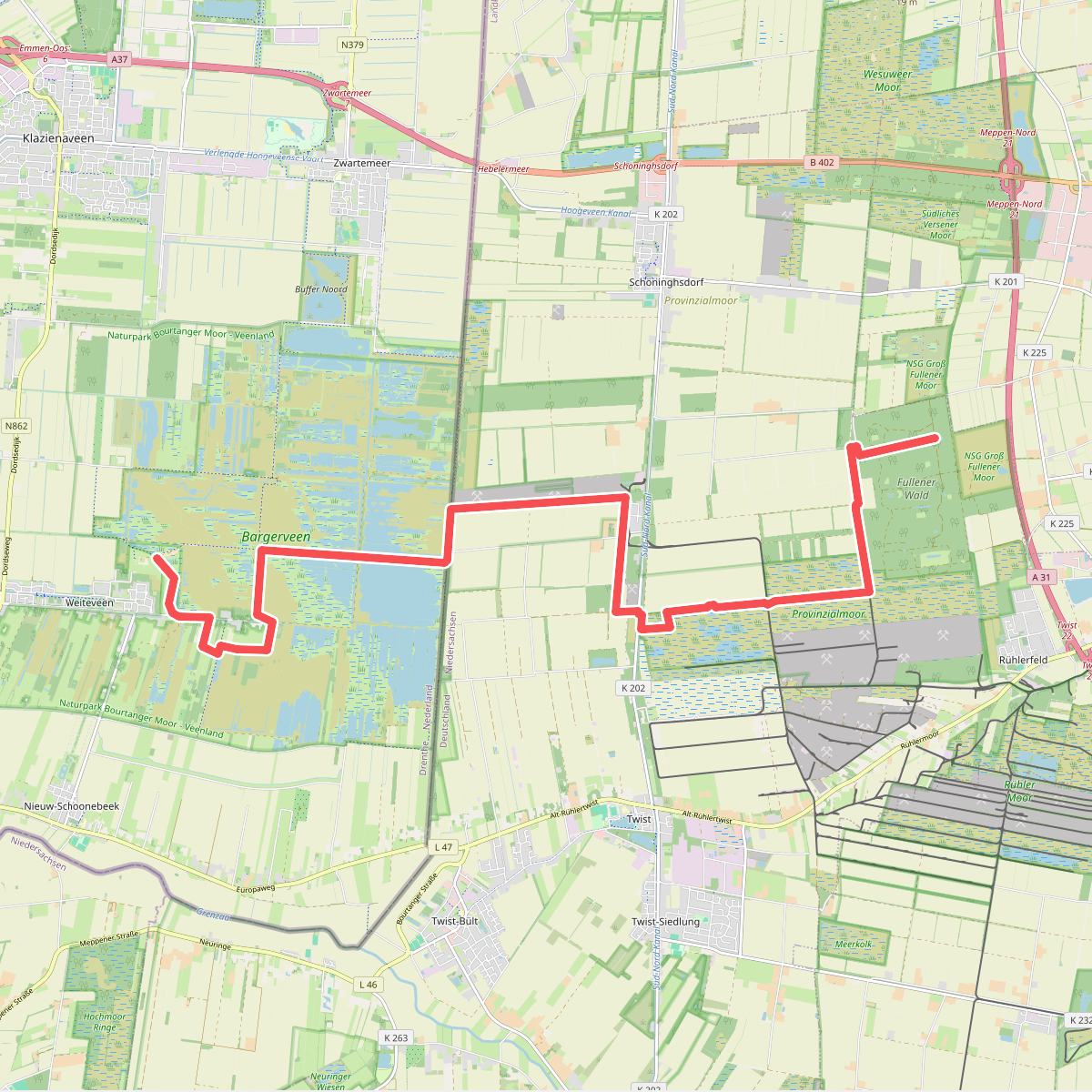 Abzw. Rühlerfeld - Abzw. Weiteveen · Hondsrugpad/Hunenweg etappe 11