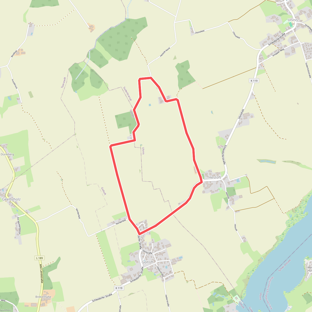 Erholungsort Ulsnis: Rundweg Hestoft-West