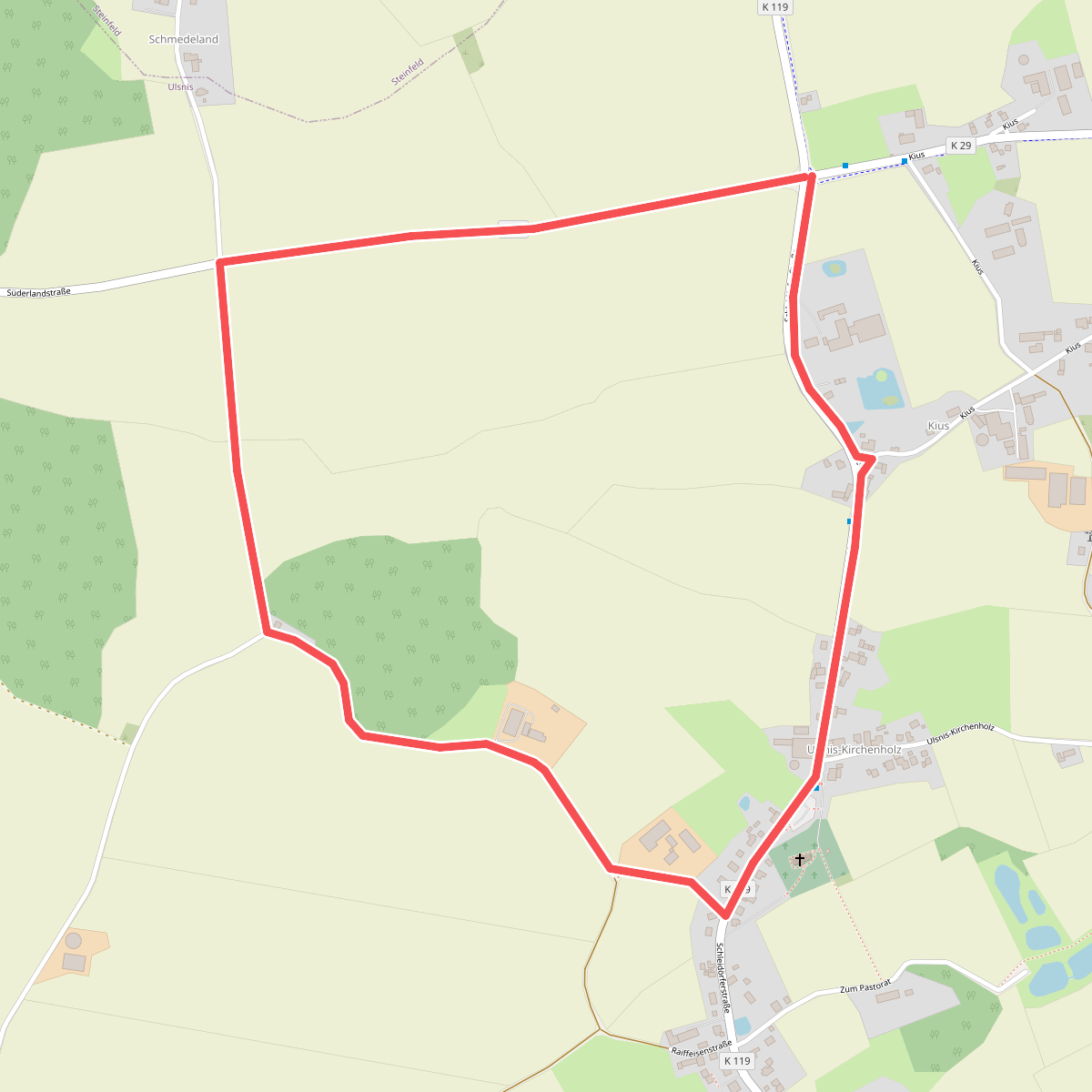 Erholungsort Ulsnis: Rundweg Kirchenholz