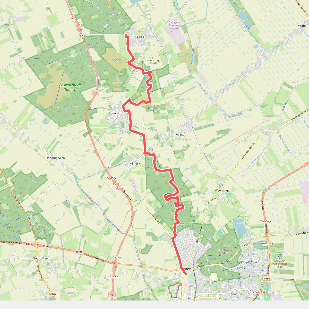 Emmen - Exloo · Hondsrugpad/Hunenweg etappe 14