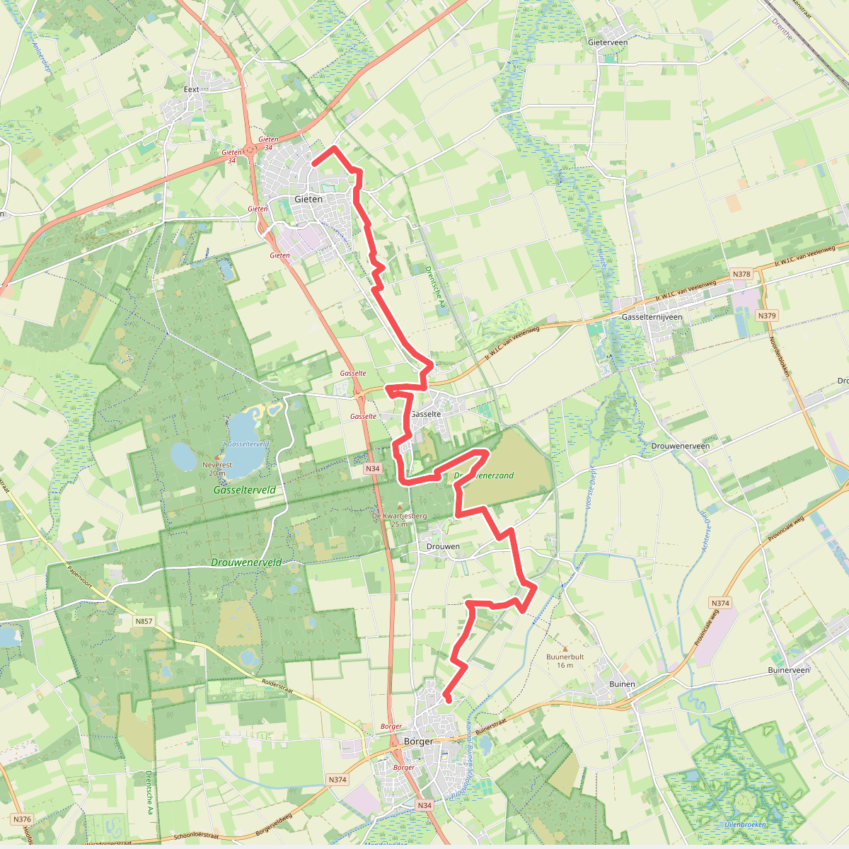 Borger - Gieten · Hondsrugpad/Hunenweg etappe 16