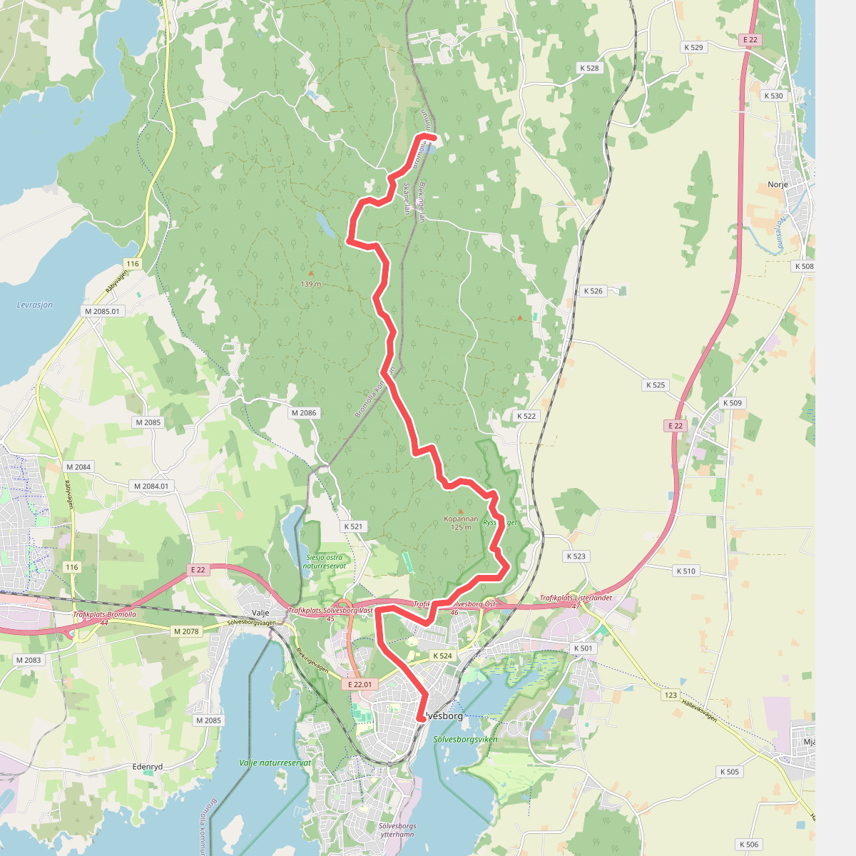 Skåneleden 1, Etapp 1: Sölvesborg – Grundsjön
