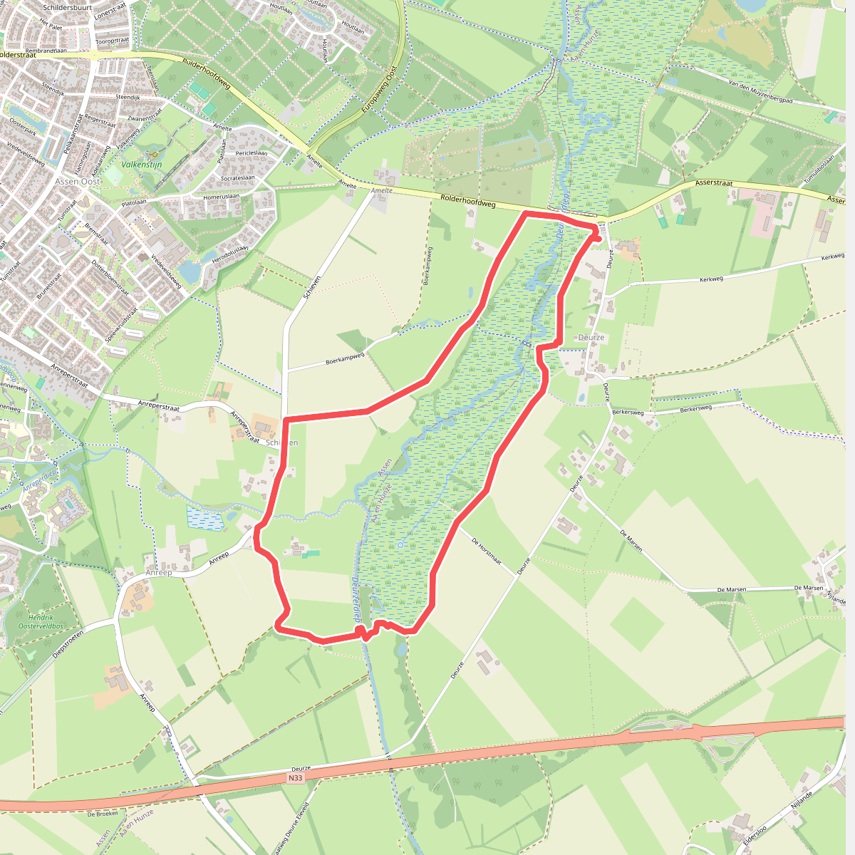 Blauwe route bij deurze