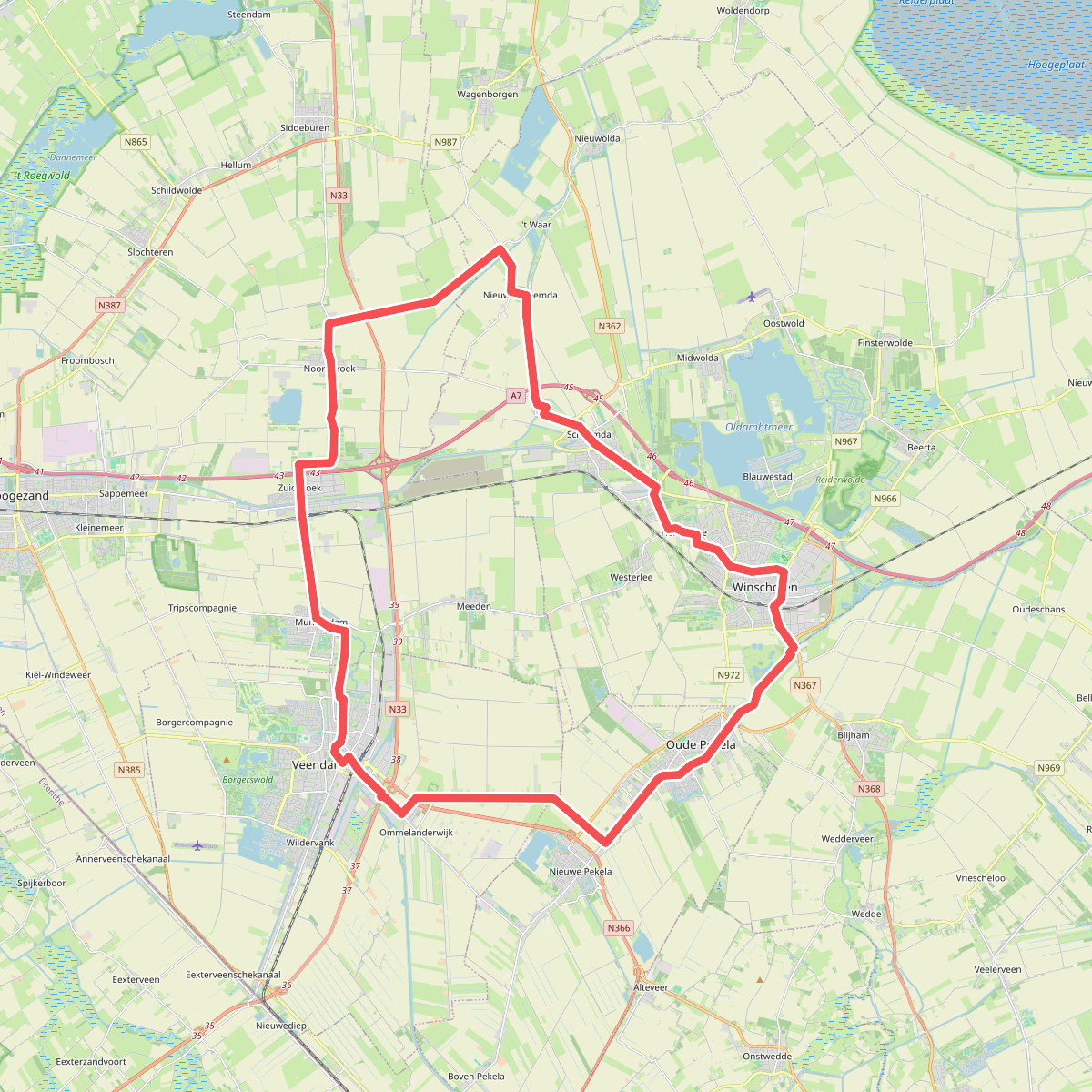 Fietsroute  langs groningse molens