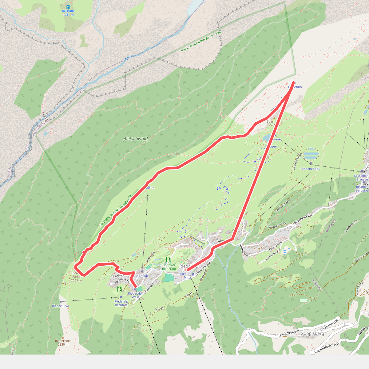 Themenweg Erlebnispfad (Gratweg) von der Moosfluh zur Riederfurka