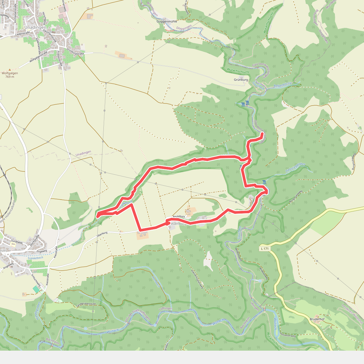 WandelWeb route - 3 Schluchten-tour (verkort)