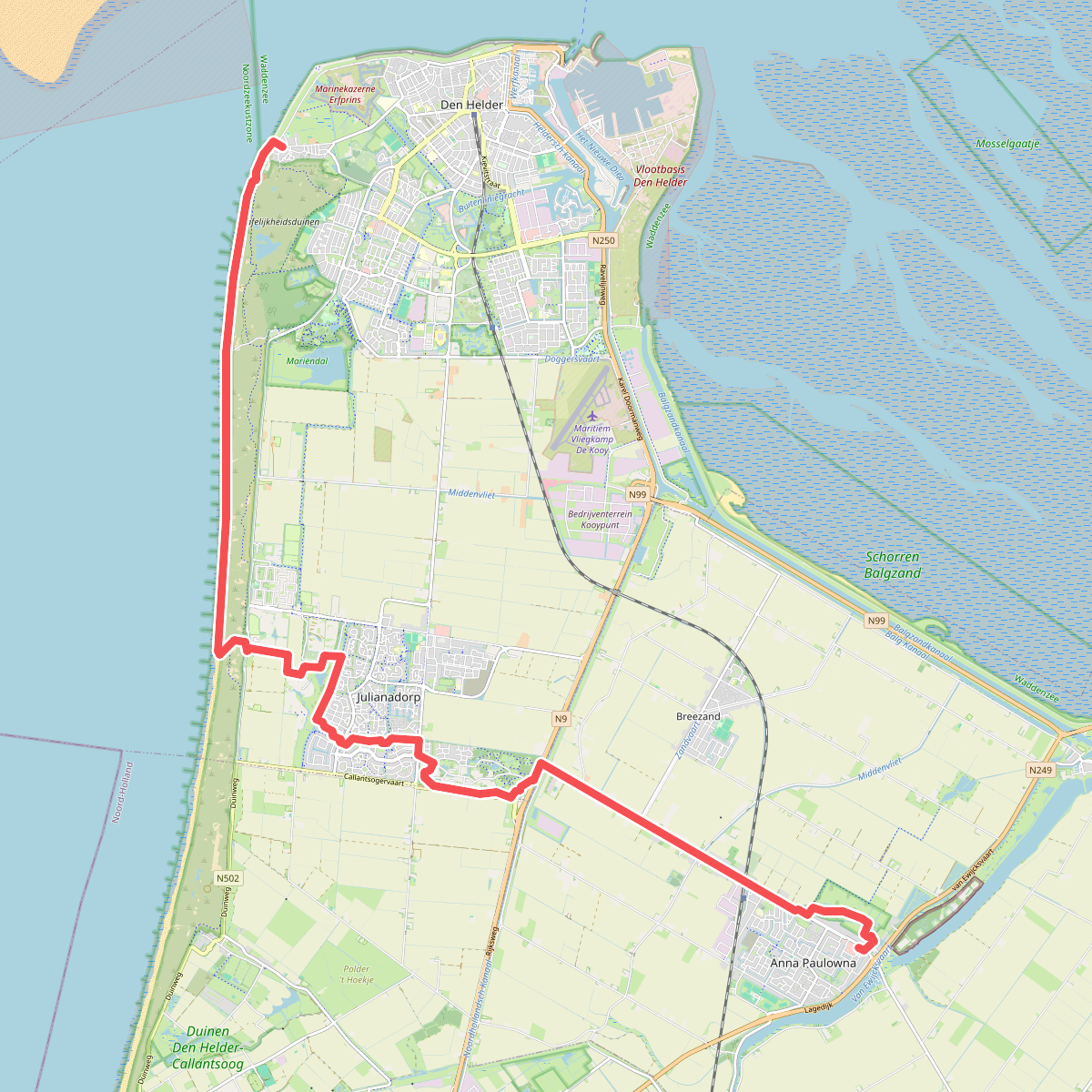 Huisduinen naar Anna Paulowna