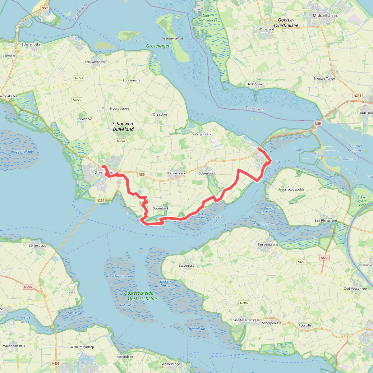 Zierikzee - Bruinisse · Oosterscheldepad etappe 6