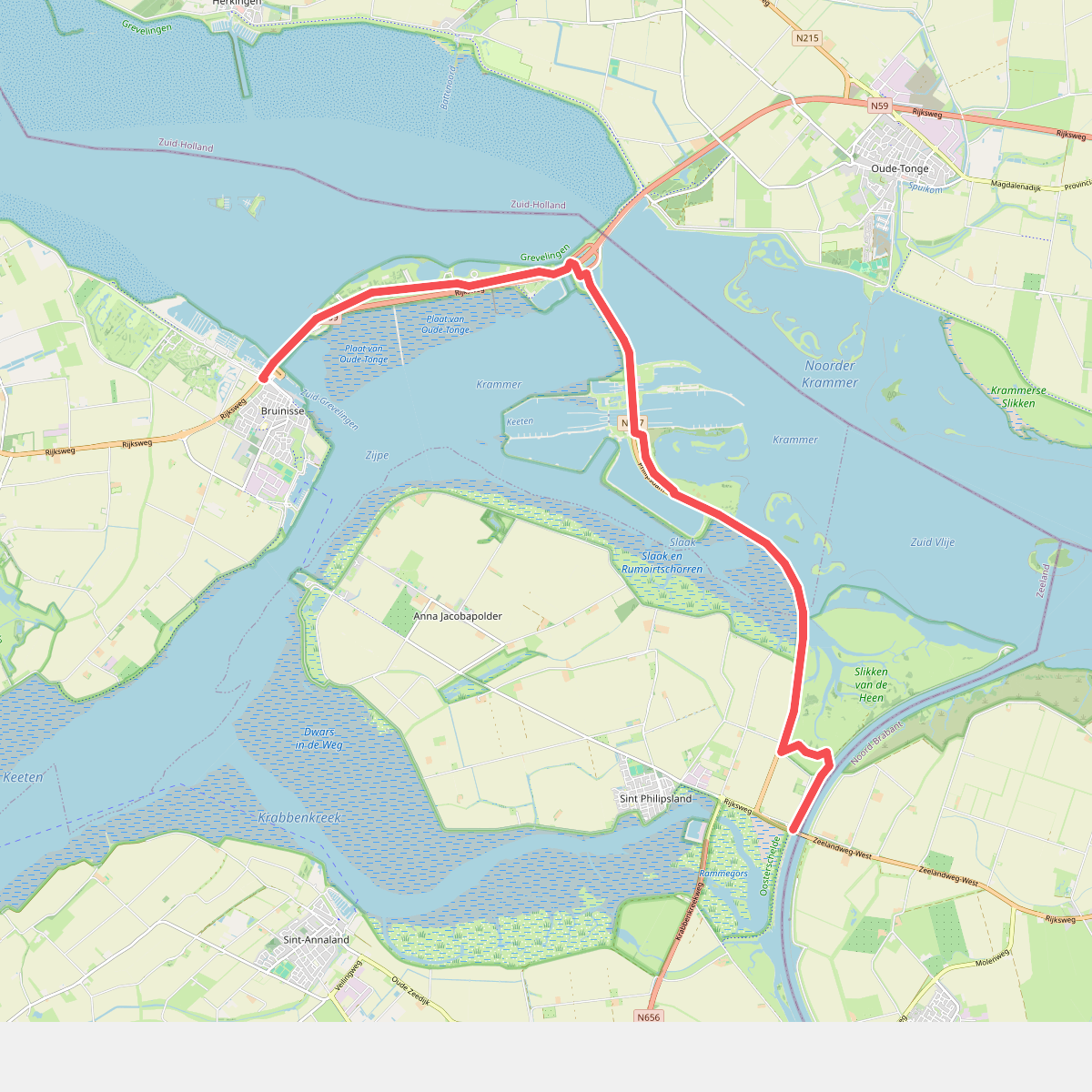 Bruinisse - Slaakbrug · Oosterscheldepad etappe 7