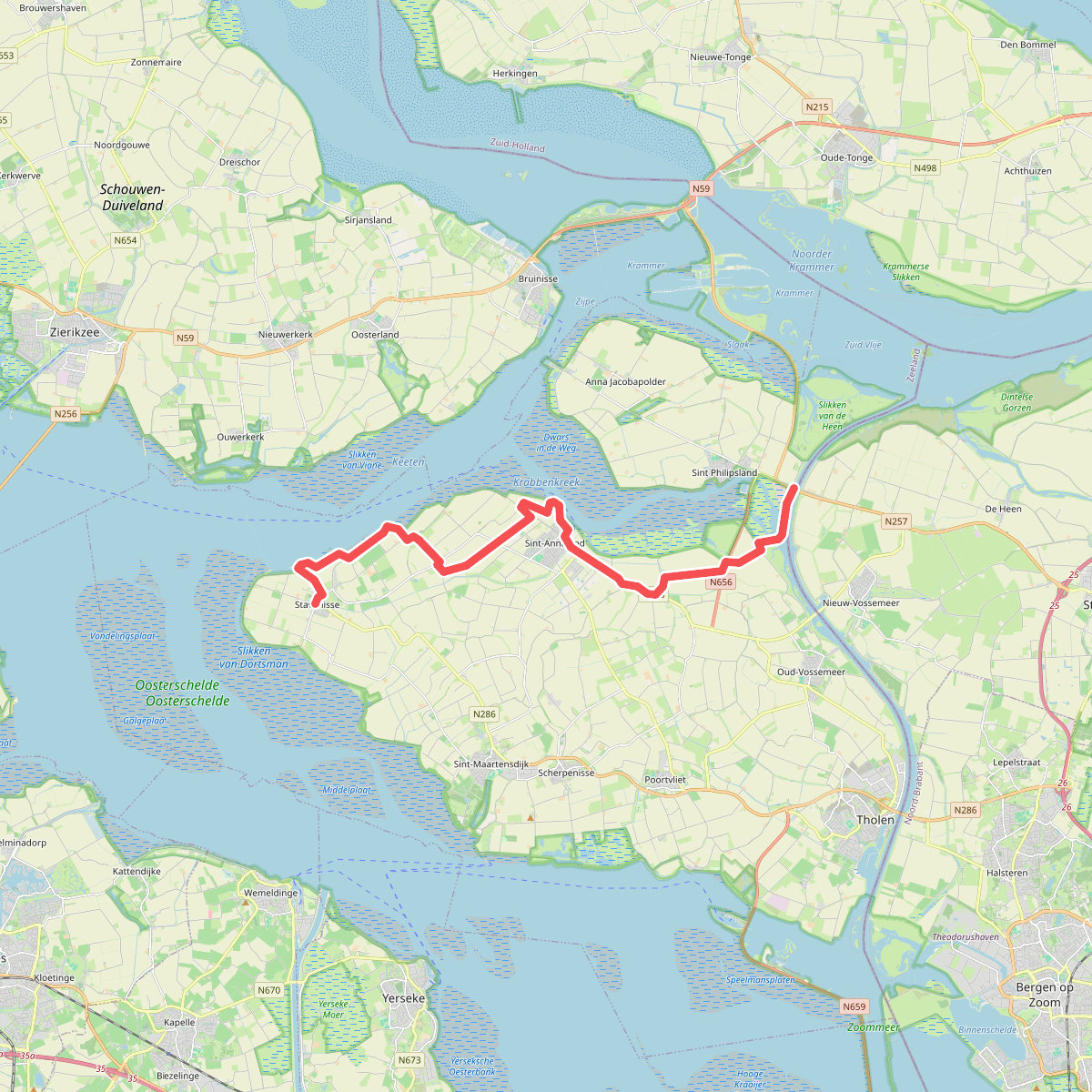 Slaakbrug - Stavenisse · Oosterscheldepad etappe 8