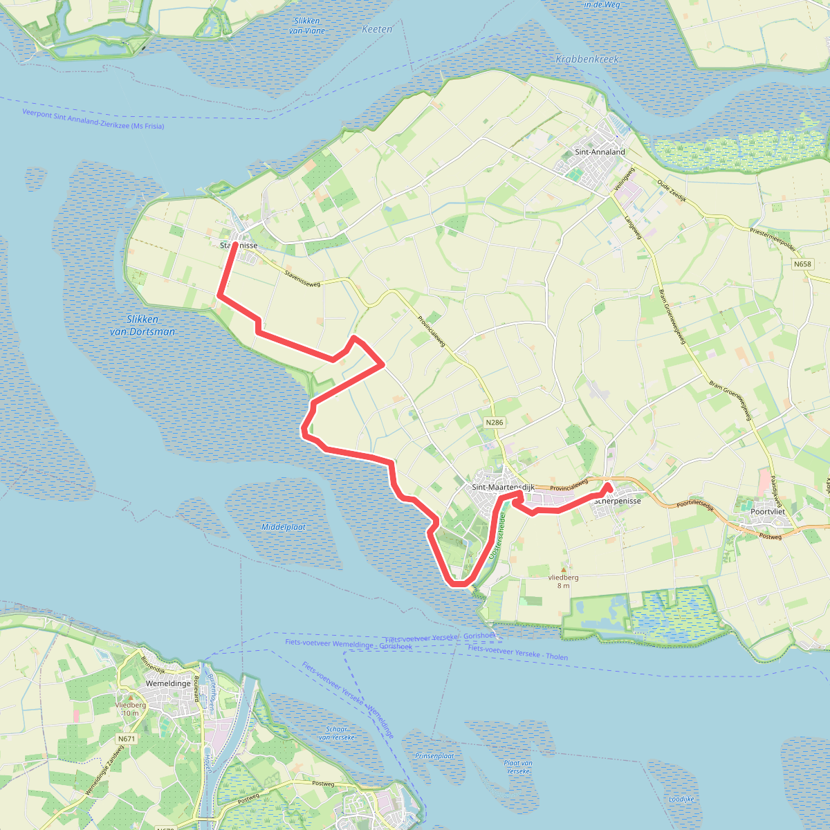 Stavenisse - Scherpenisse · Oosterscheldepad etappe 9