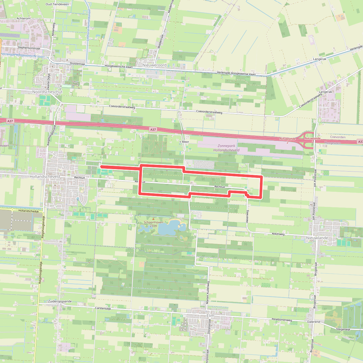 Hollandscheveld: Landschap langs de liniaal