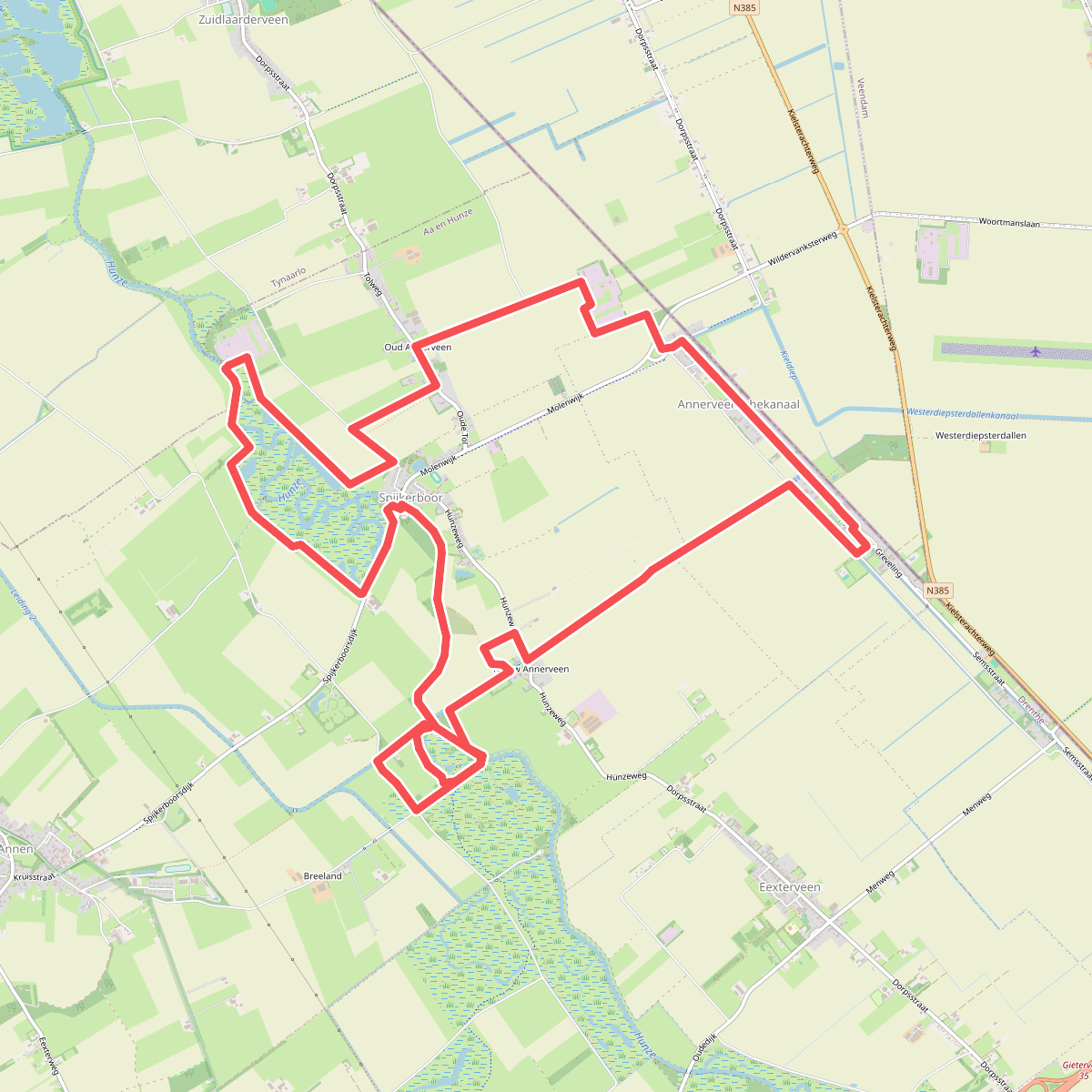 Knapzakroute Annerveenschekanaal - Spijkerboor
